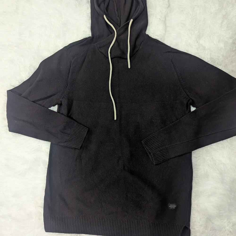 Men's Burgundy/Black Jack Jones Hoodie Knit Sweater